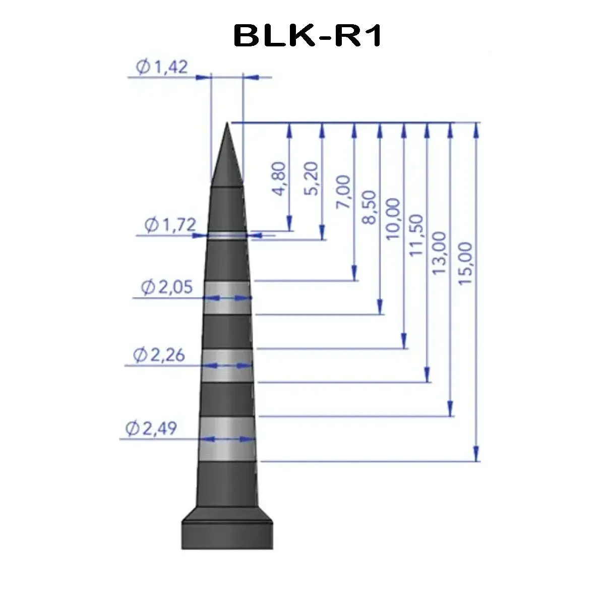 Black Ruby Osteotome R1 Curved Single Pack for Magnetic Mallet