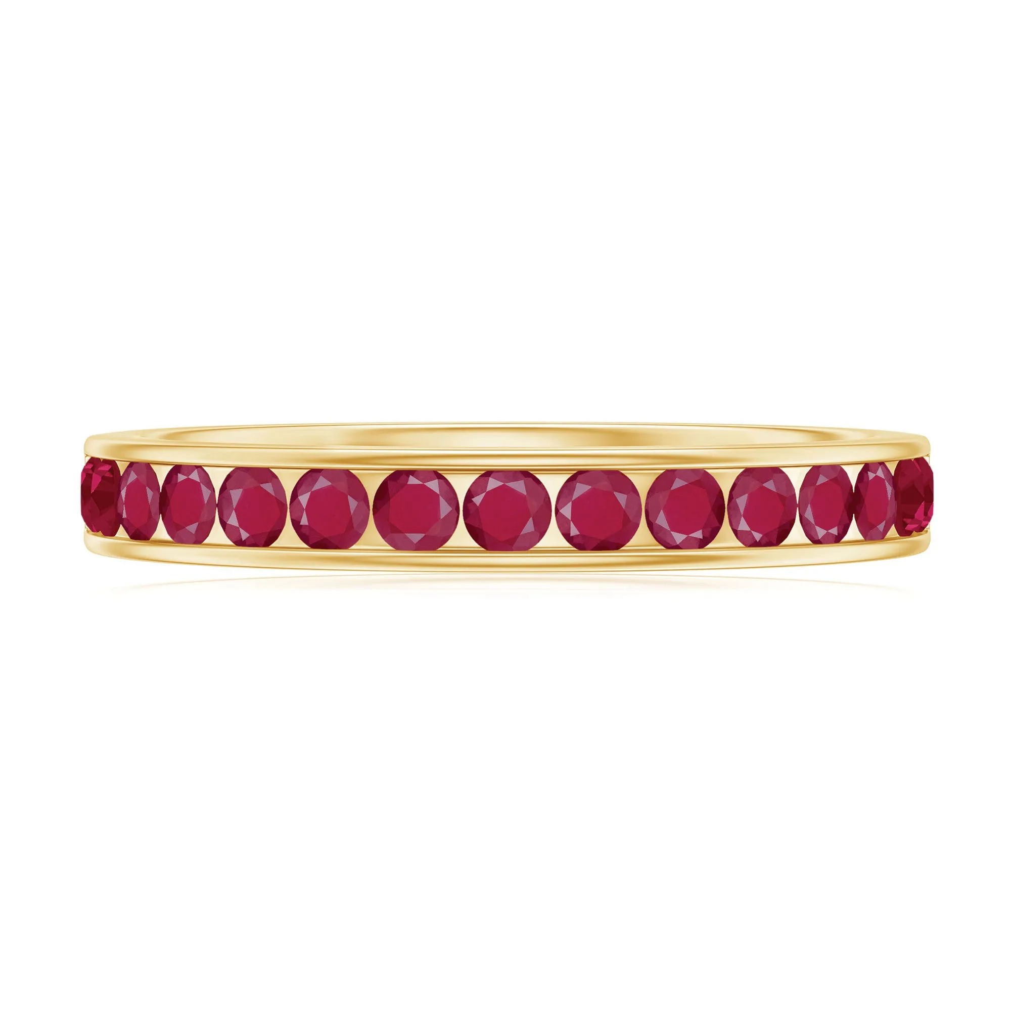 Channel Set Ruby Half Eternity Ring for Women