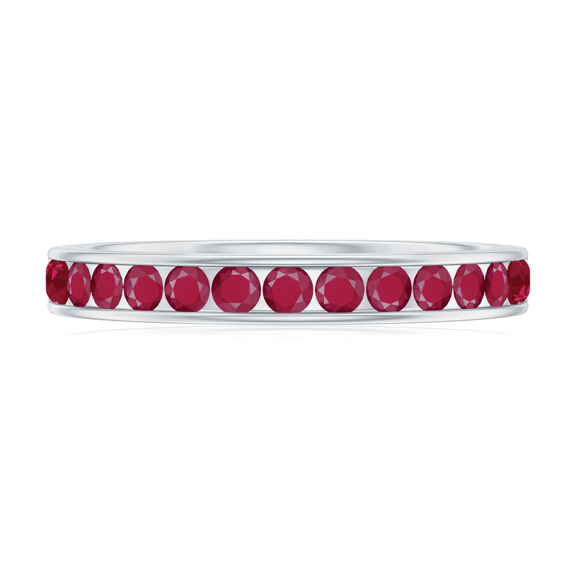 Channel Set Ruby Half Eternity Ring for Women