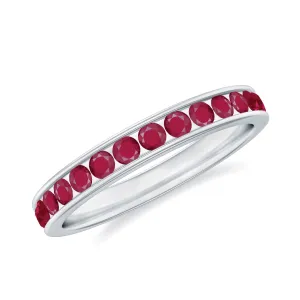 Channel Set Ruby Half Eternity Ring for Women