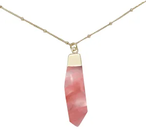 Cherry Quartz & Gold Pendant Necklace