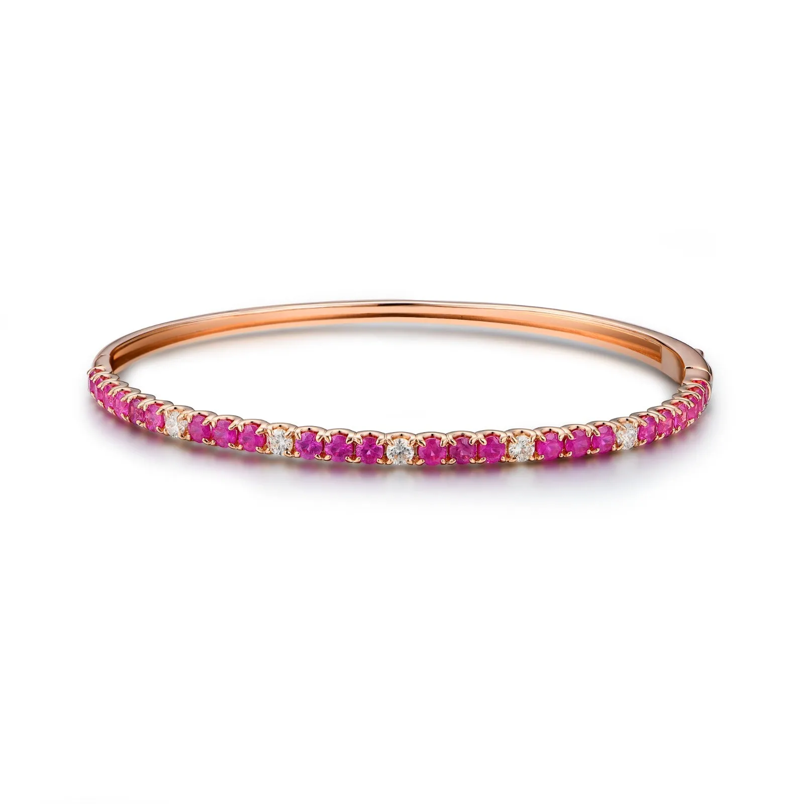 Classic Ruby and White Diamond Half Bangle