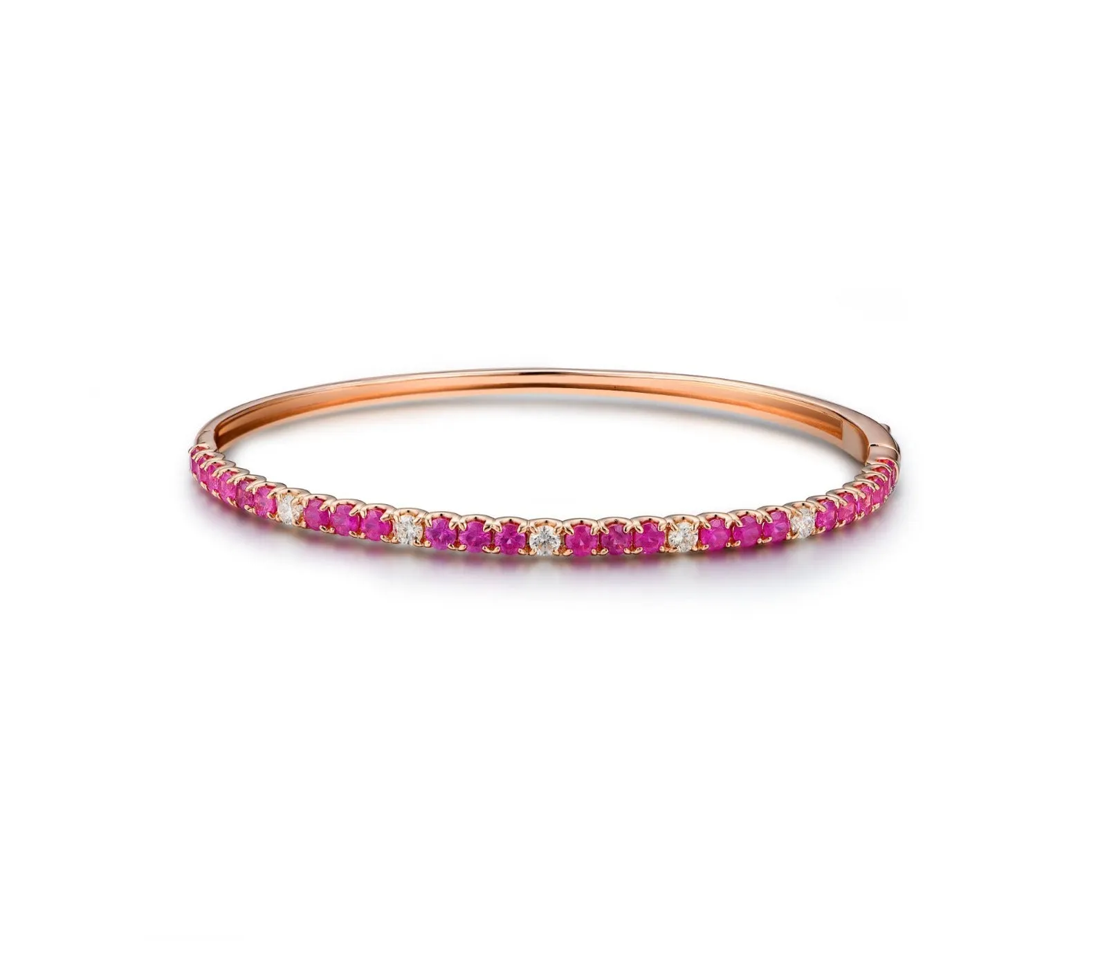 Classic Ruby and White Diamond Half Bangle