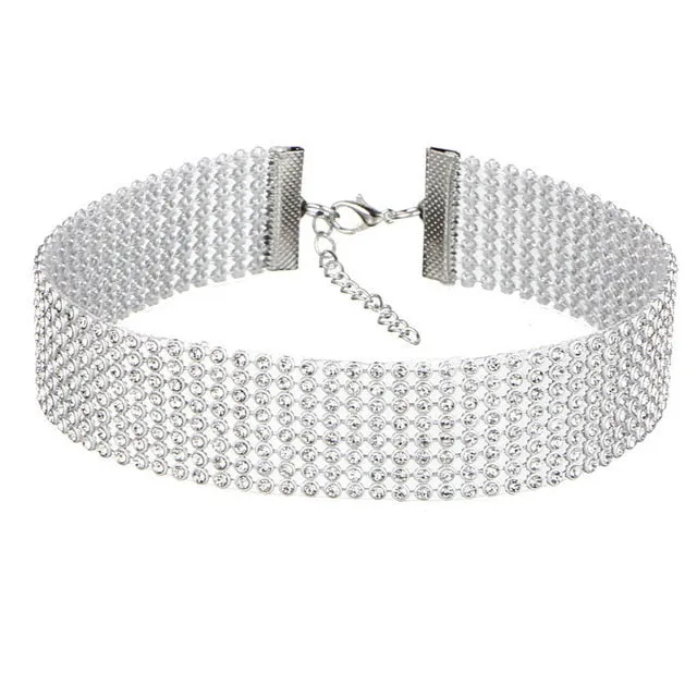 Crystal Rhinestone Choker White/Multi