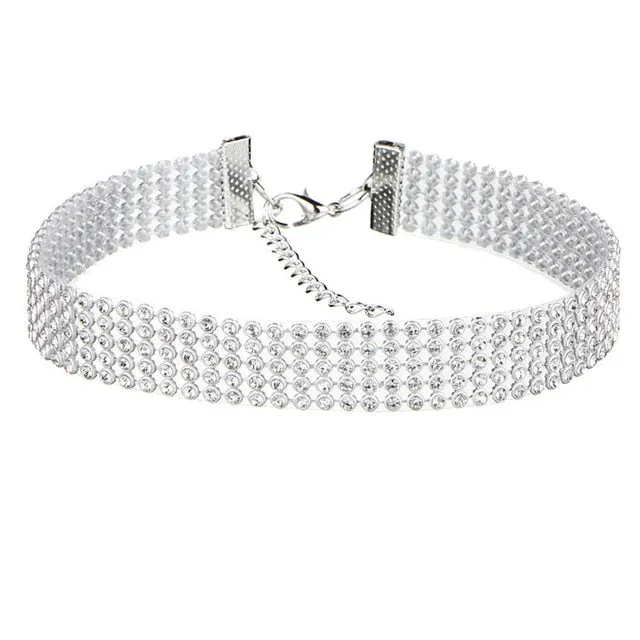 Crystal Rhinestone Choker White/Multi