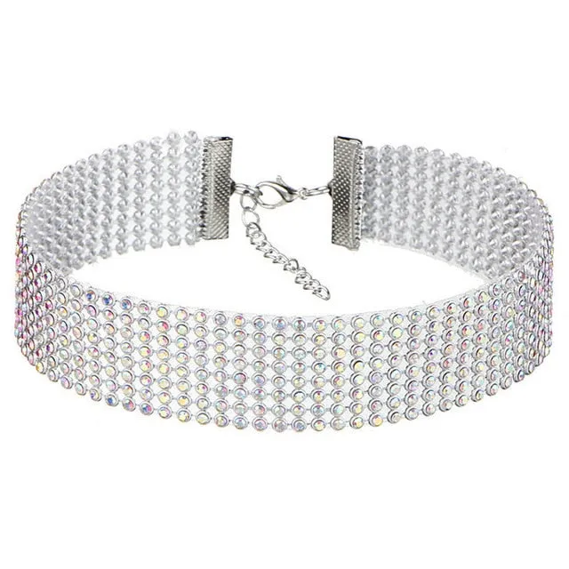 Crystal Rhinestone Choker White/Multi