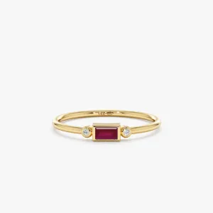 Diamond and Baguette Ruby Ring, Amelia