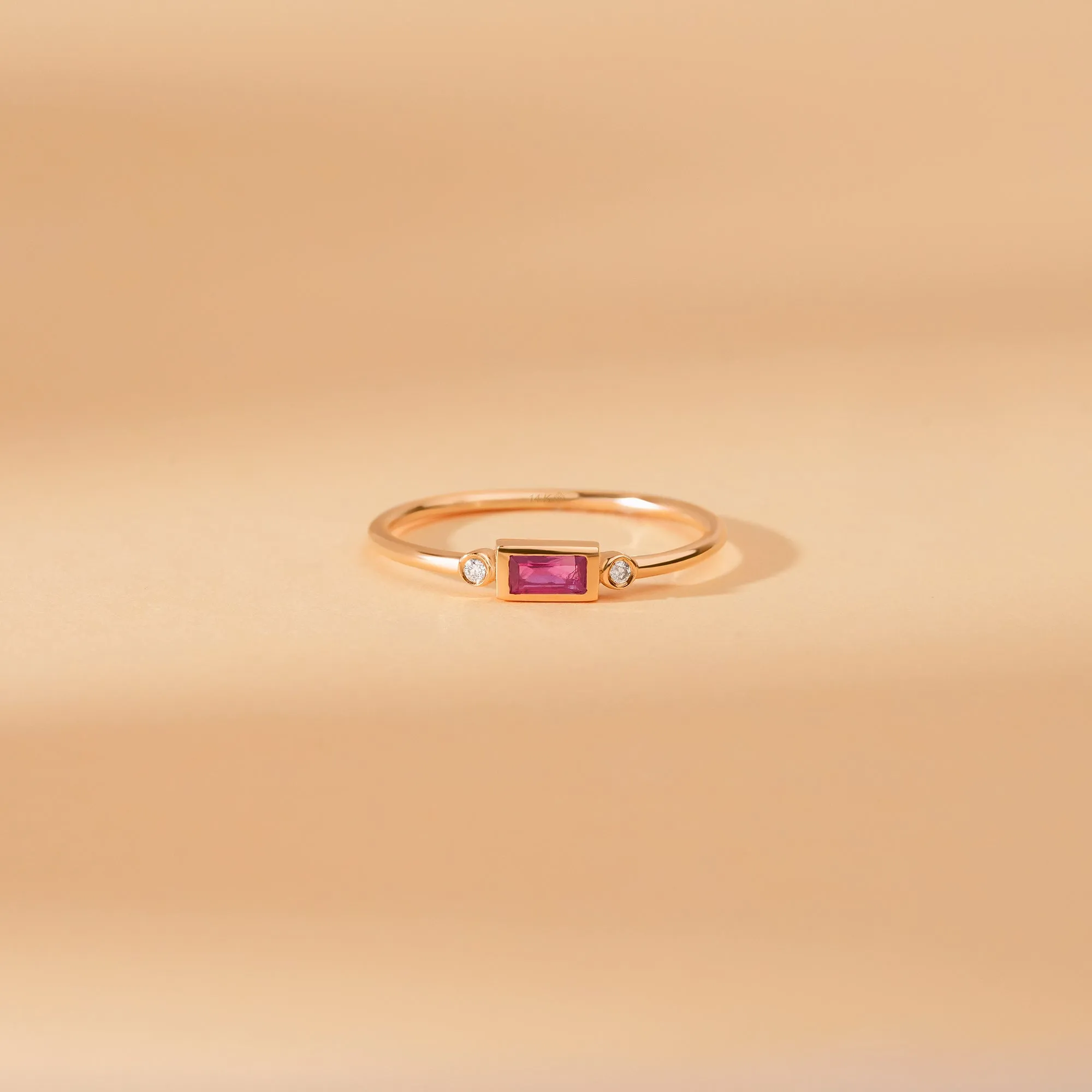 Diamond and Baguette Ruby Ring, Amelia