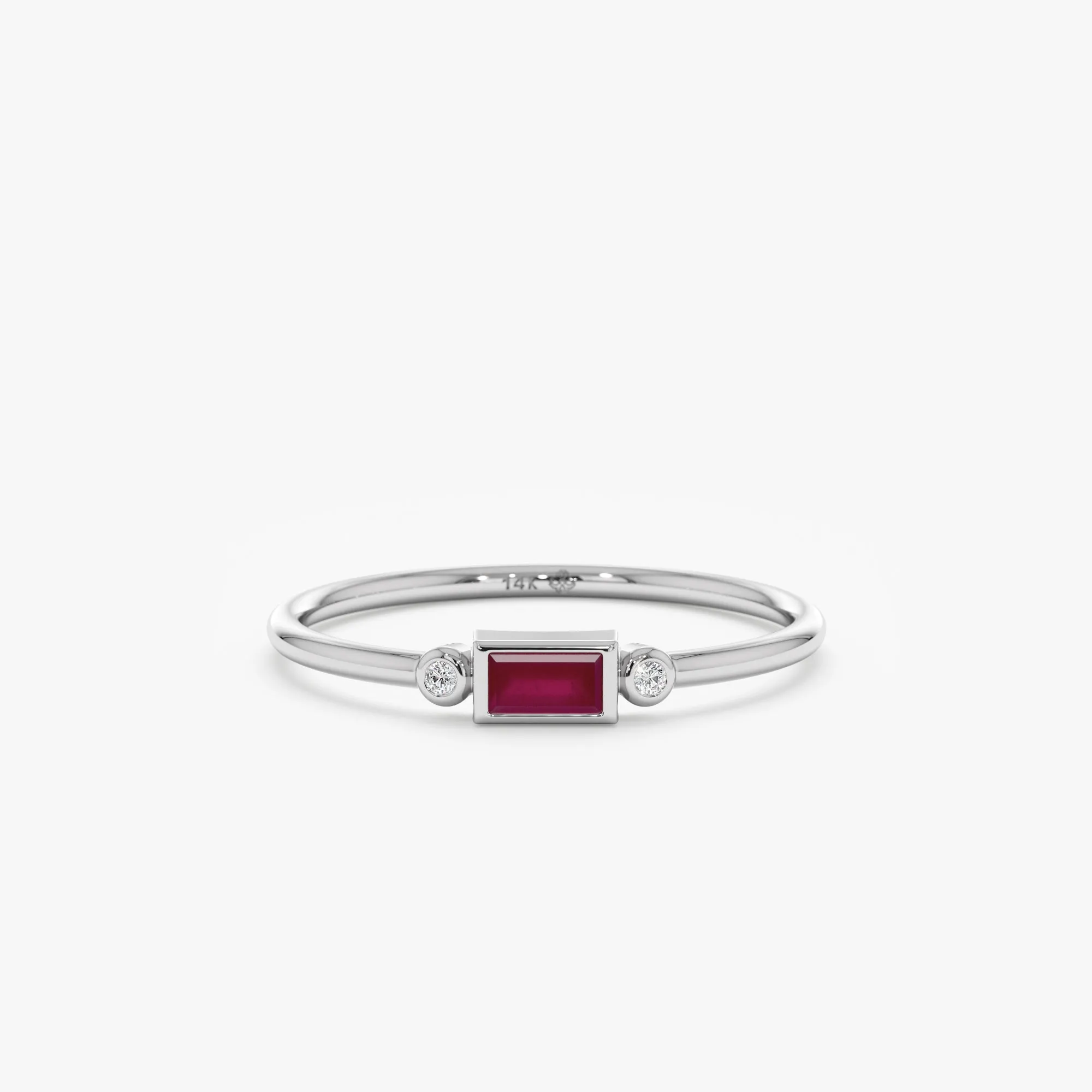 Diamond and Baguette Ruby Ring, Amelia