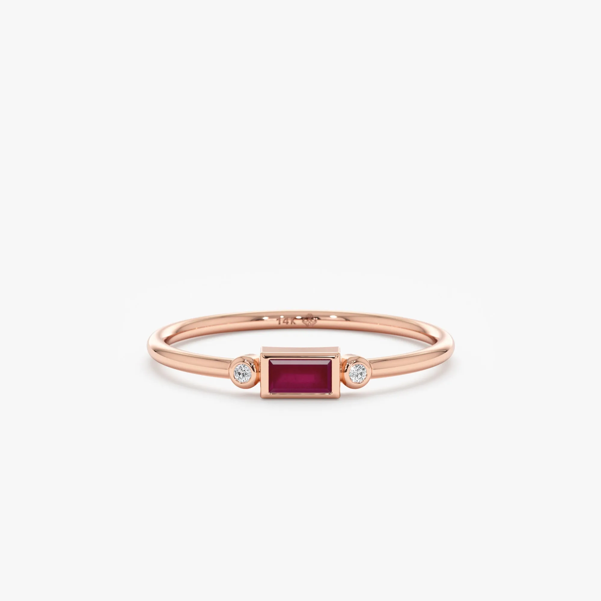 Diamond and Baguette Ruby Ring, Amelia