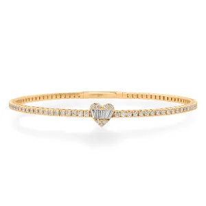 Diamond Illusion Heart Flex Bangle Bracelet