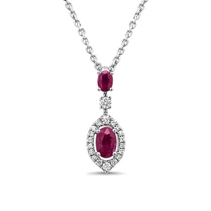 Double Oval Ruby and Diamond Pendant