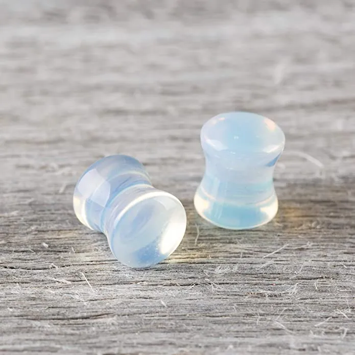 Earth Accessories Crystal/Stone Gauge Earrings - Opalite Gauges for Ears - Ear Stretching Gauges (Guages or Gages) - Plugs Sold as Pair