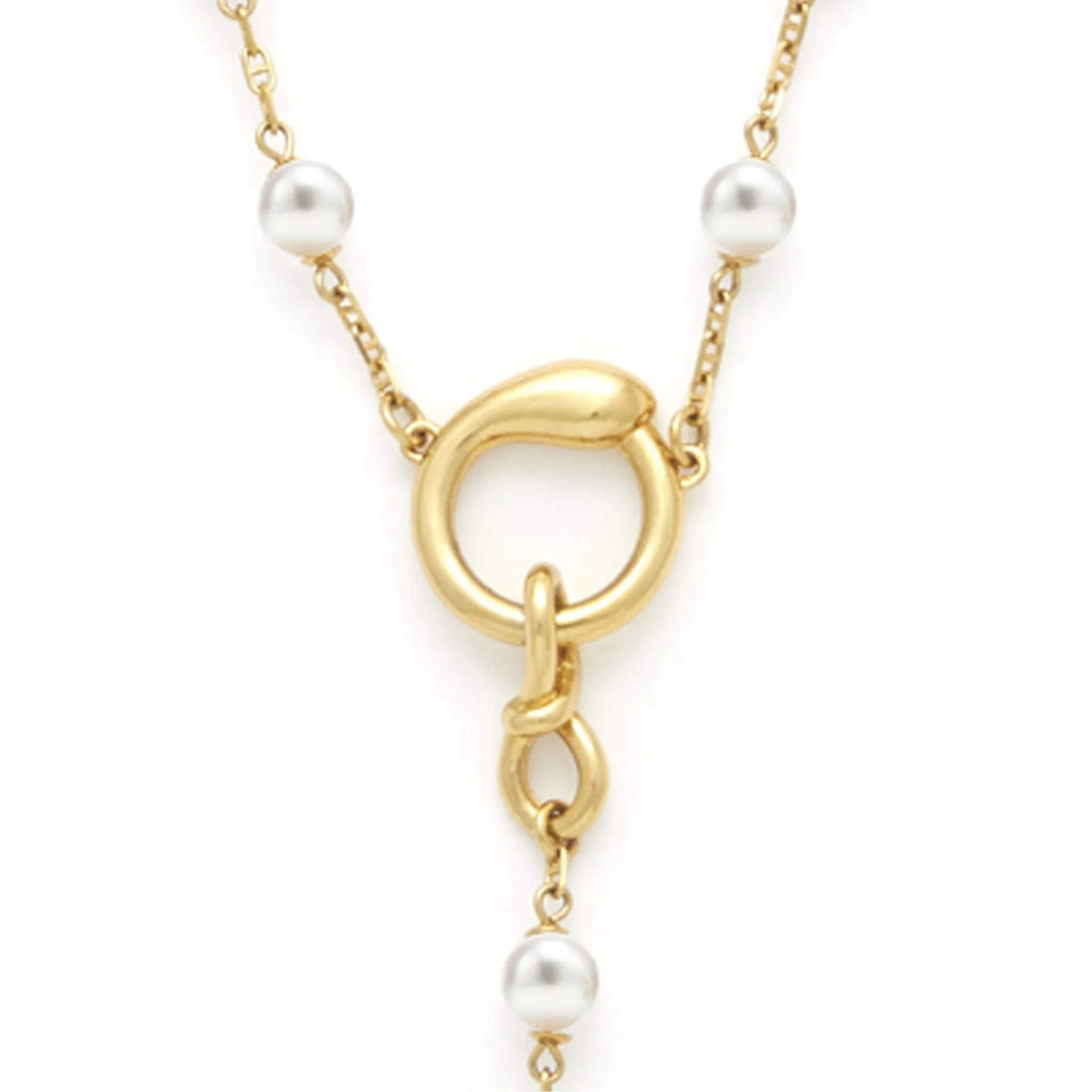 Egyptian Symbols Pearl Rosary Necklace - 18kt Gold-Plated Sterling Silver