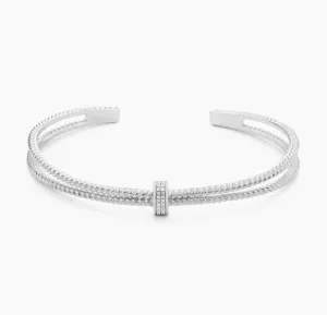 Ella Stein Silver Diamond Halfway Cuff Bracelet (SI3540)