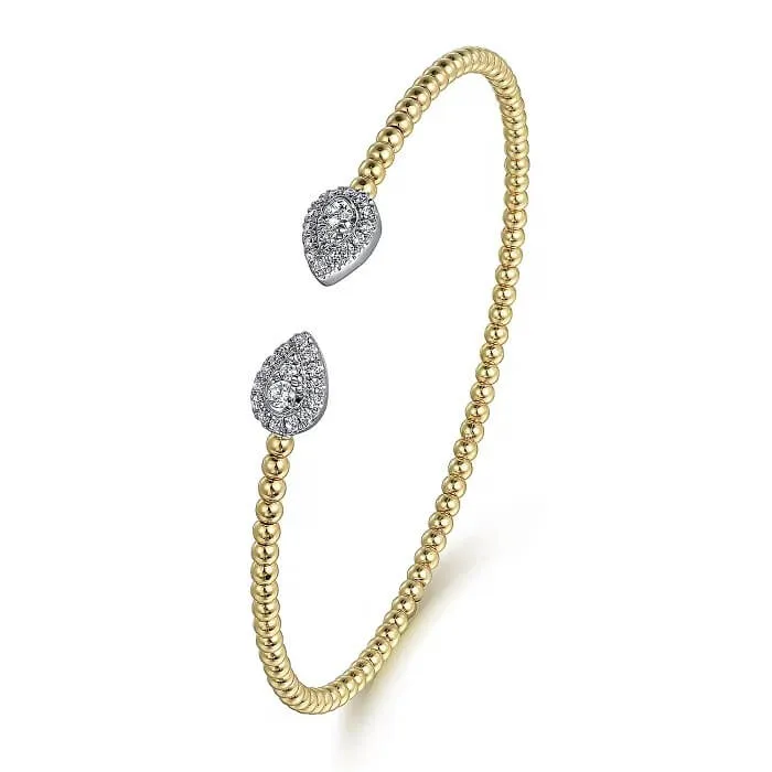 Gabriel 14K White and Yellow Gold Diamond Pear Shape Bujukan Bangle BG4774-62M45JJ