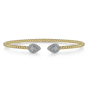 Gabriel 14K White and Yellow Gold Diamond Pear Shape Bujukan Bangle BG4774-62M45JJ