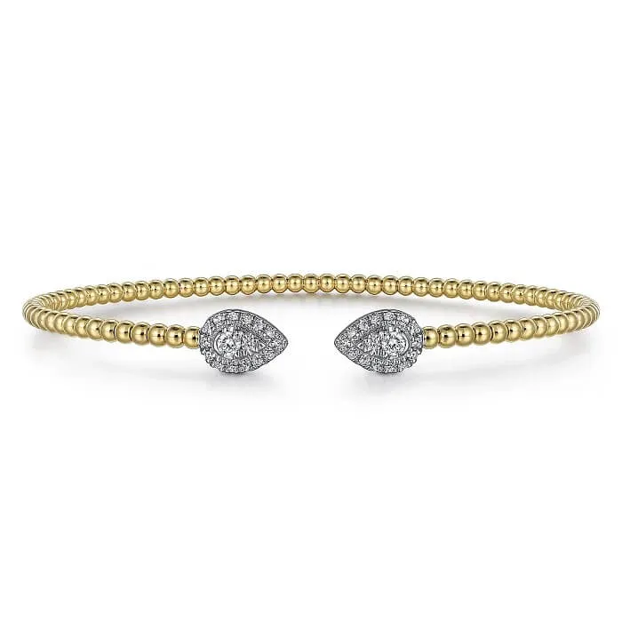 Gabriel 14K White and Yellow Gold Diamond Pear Shape Bujukan Bangle BG4774-62M45JJ