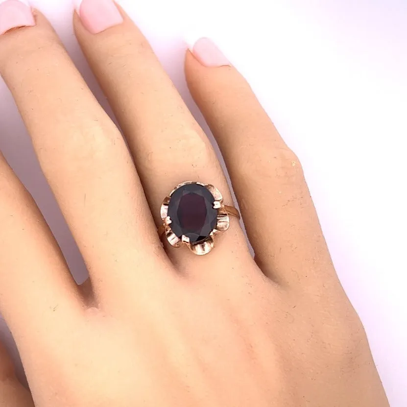 Garnet 9ct Yellow Gold Vintage Ring