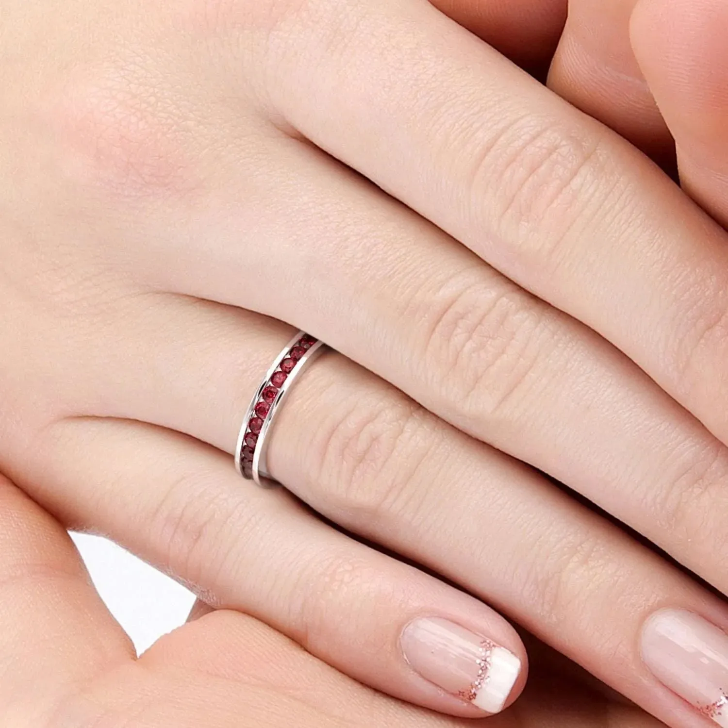 Garnet Channel Set Ring in Sterling Silver - Irosk Australia ®