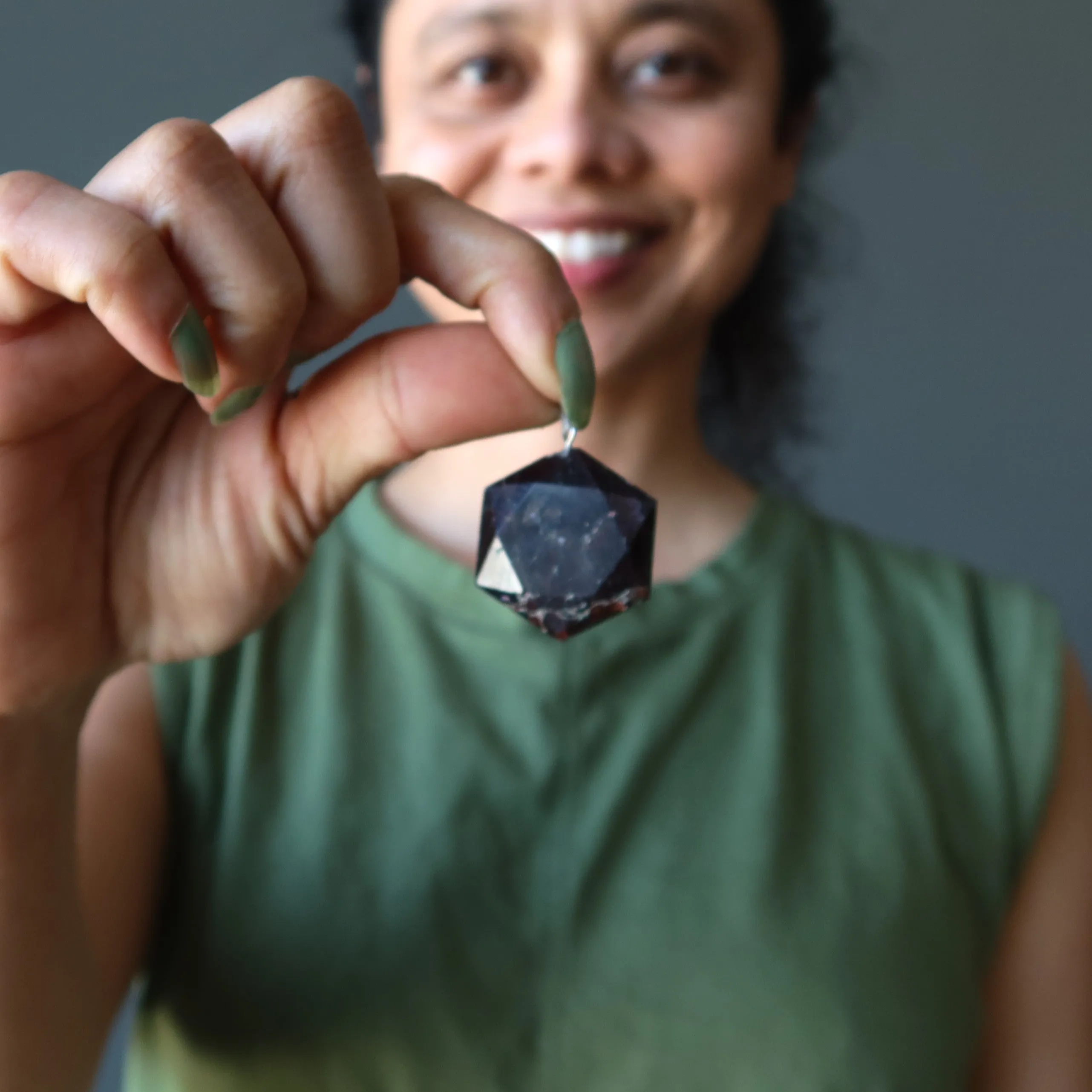 Garnet Pendant Hexagon of Health Red Crystal