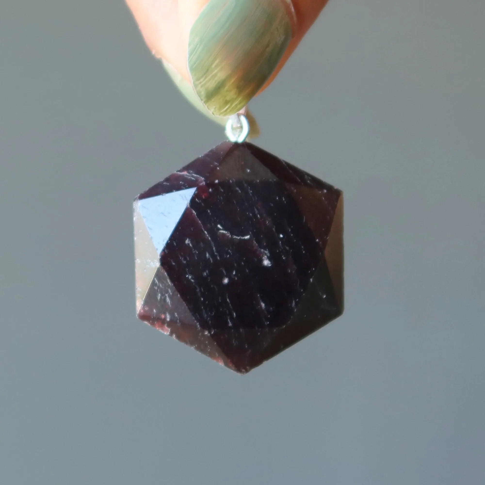 Garnet Pendant Hexagon of Health Red Crystal