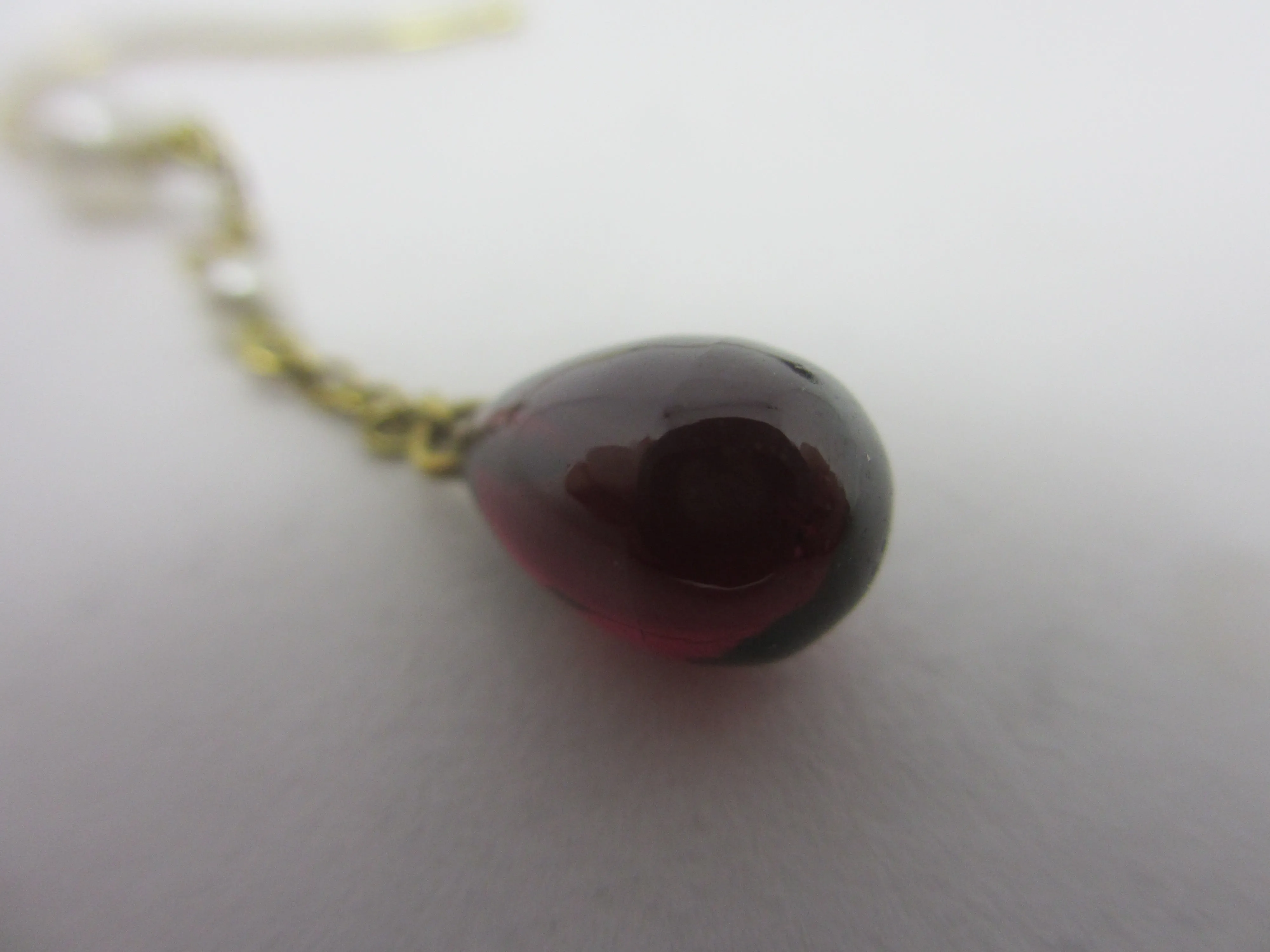 Garnet Tear Drop Seed Pearl 9k Gold Dangling Ear Pendant Earrings Vintage c1980