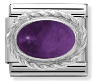 Gemstone - Amethyst Oval Twist Silver Charm