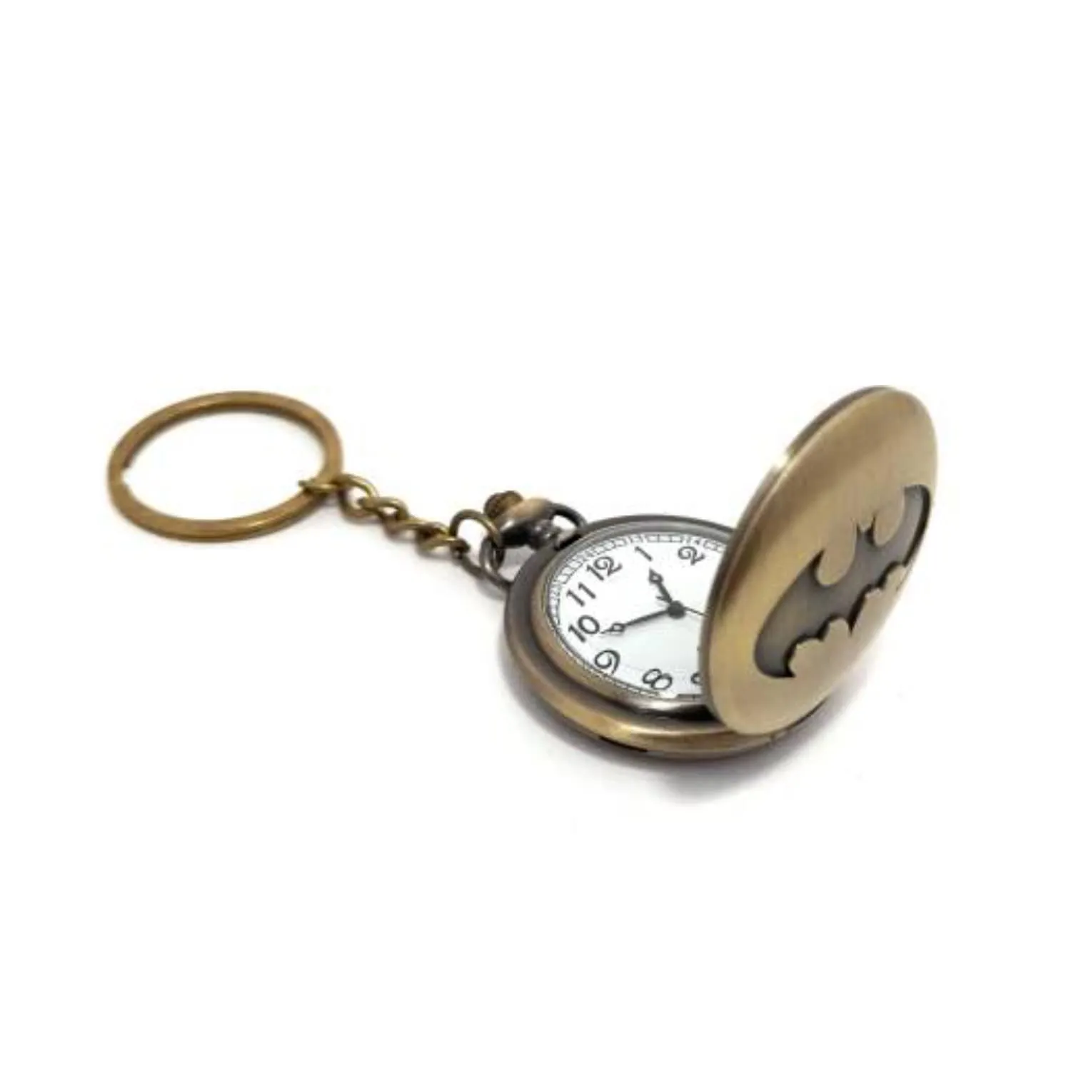 Gold Bat face Pocket Watch Keychain