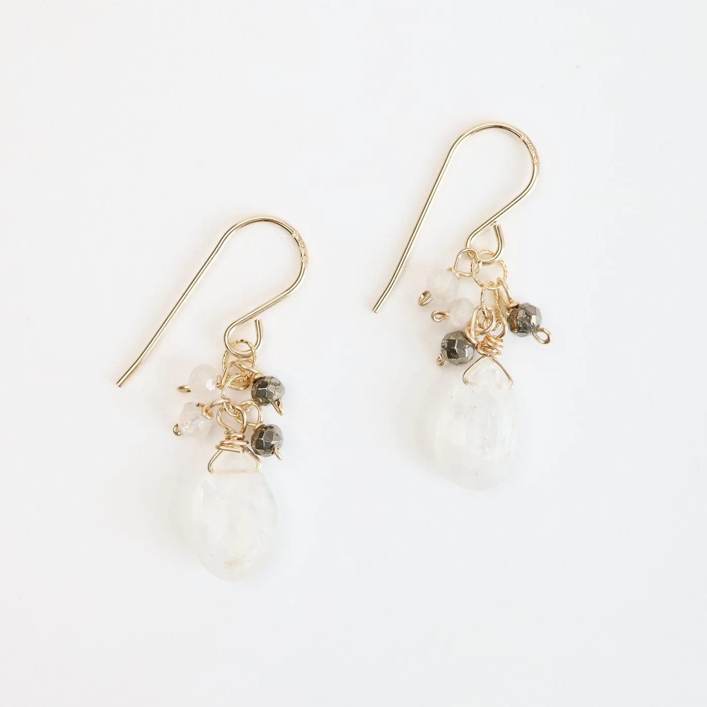 Gold Filled Moonstone Rondelle Cluster Earring