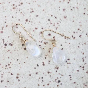 Gold Filled Smooth Rainbow Moonstone Drop Earring