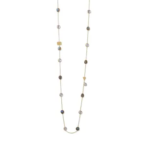 Gold Plated Labradorite and Clear Quartz Endless Necklace