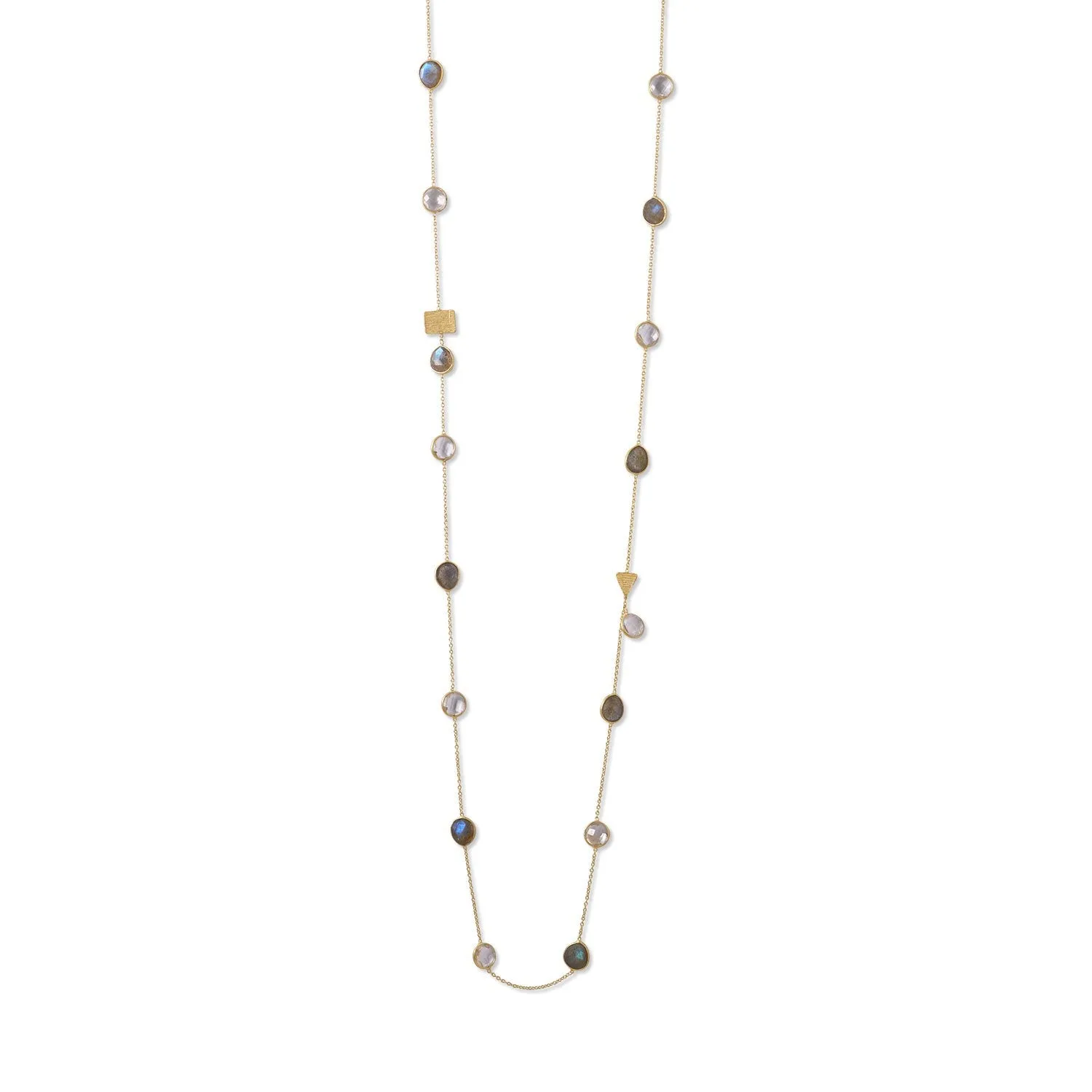 Gold Plated Labradorite and Clear Quartz Endless Necklace