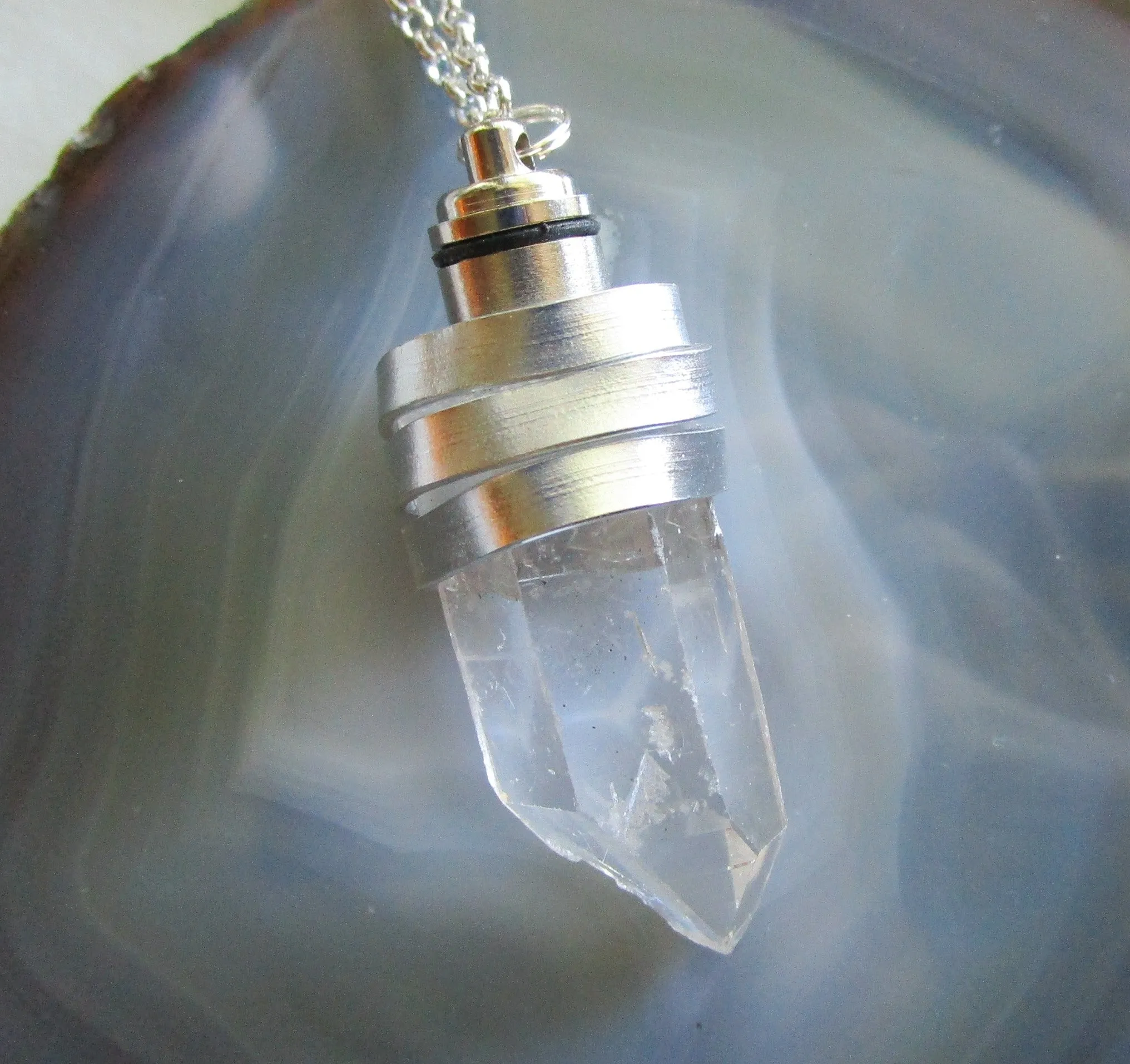 Golden Yellow LED Light Up Natural Quartz Crystal Pendant Necklace