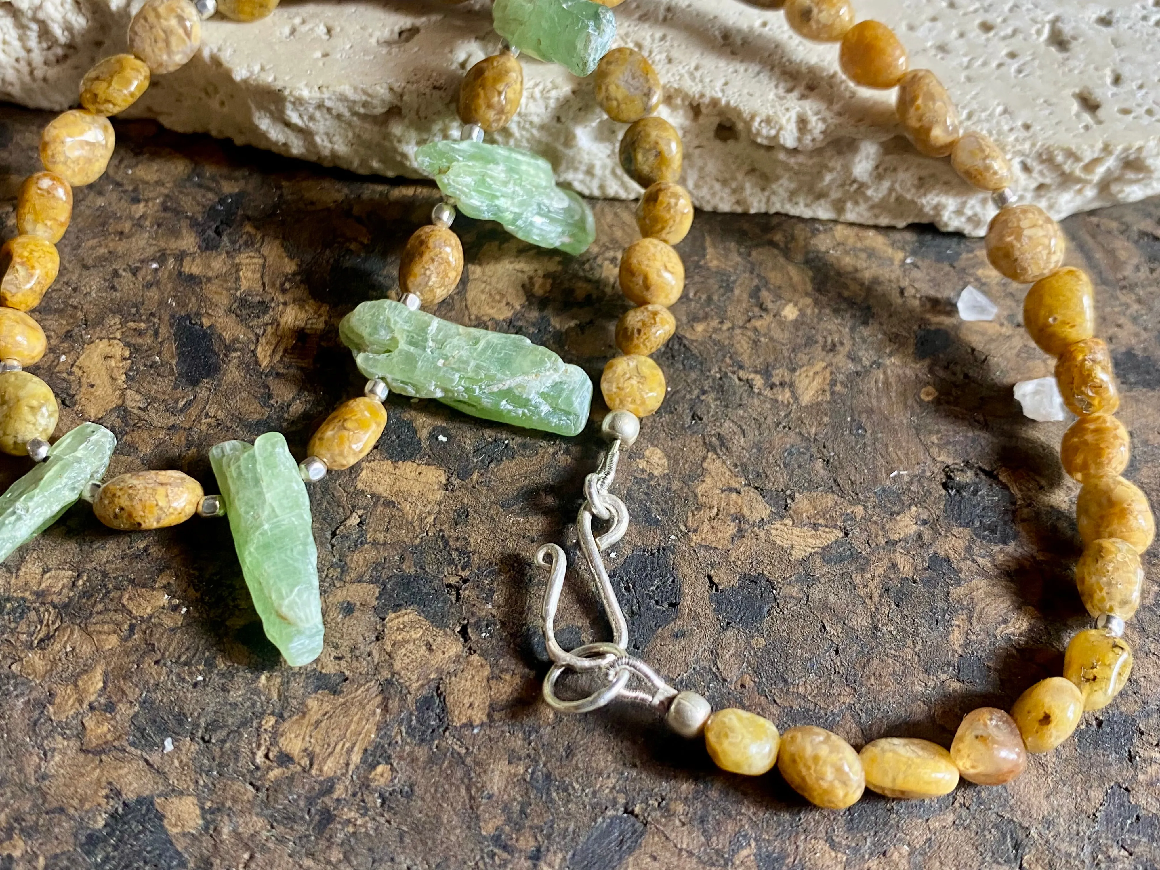 Green Kyanite And Ocean Jasper Necklace