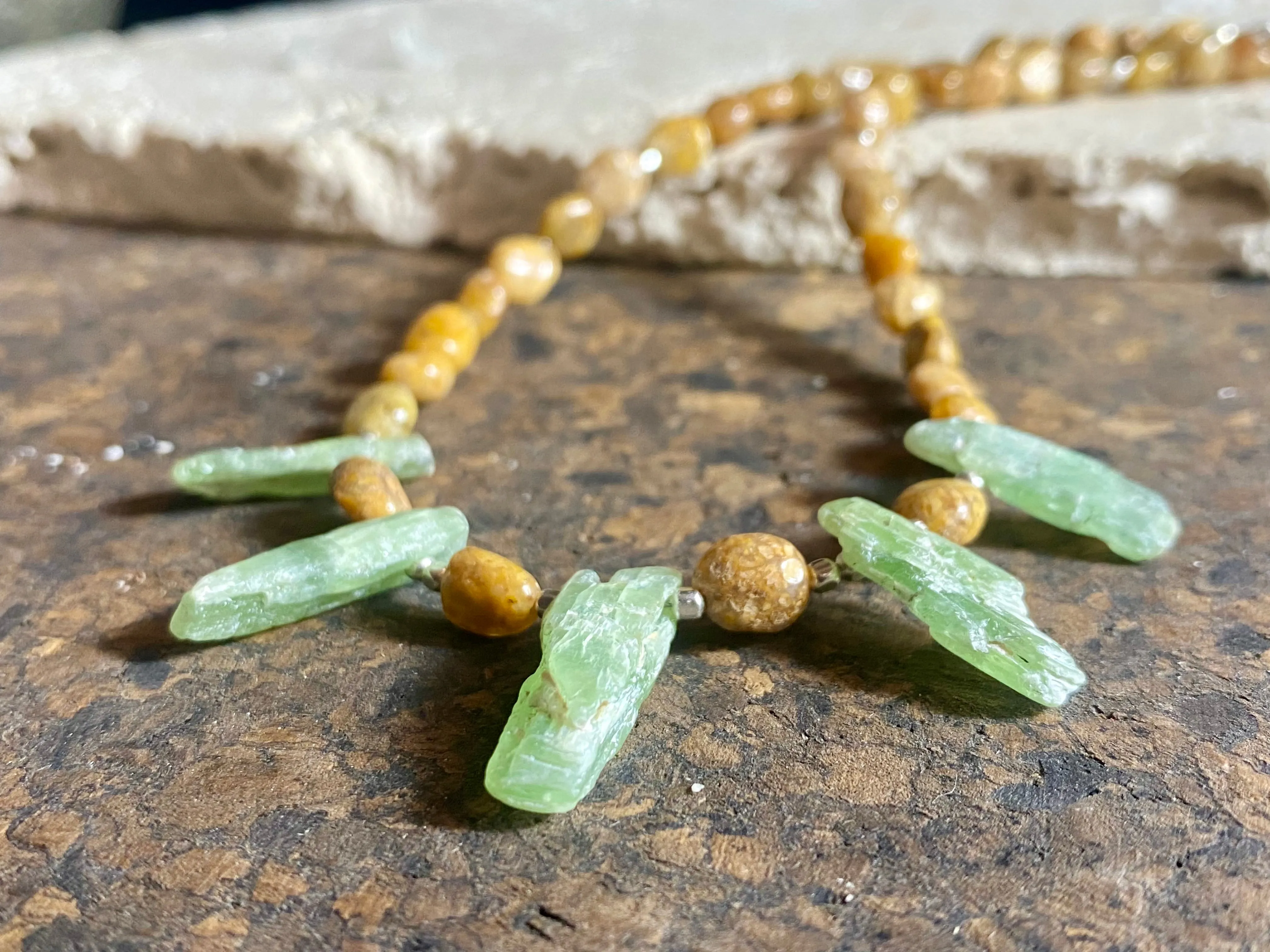 Green Kyanite And Ocean Jasper Necklace