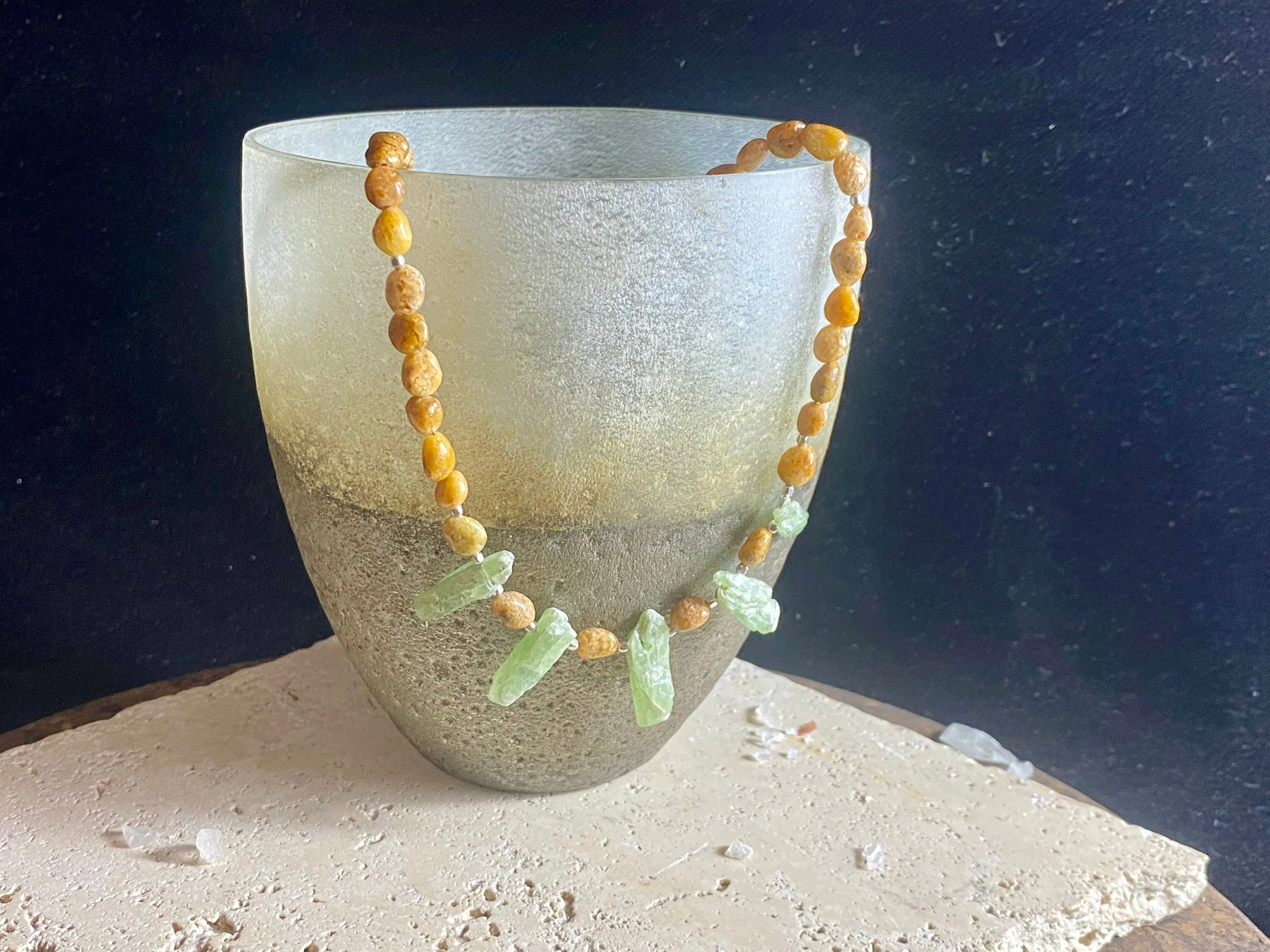 Green Kyanite And Ocean Jasper Necklace