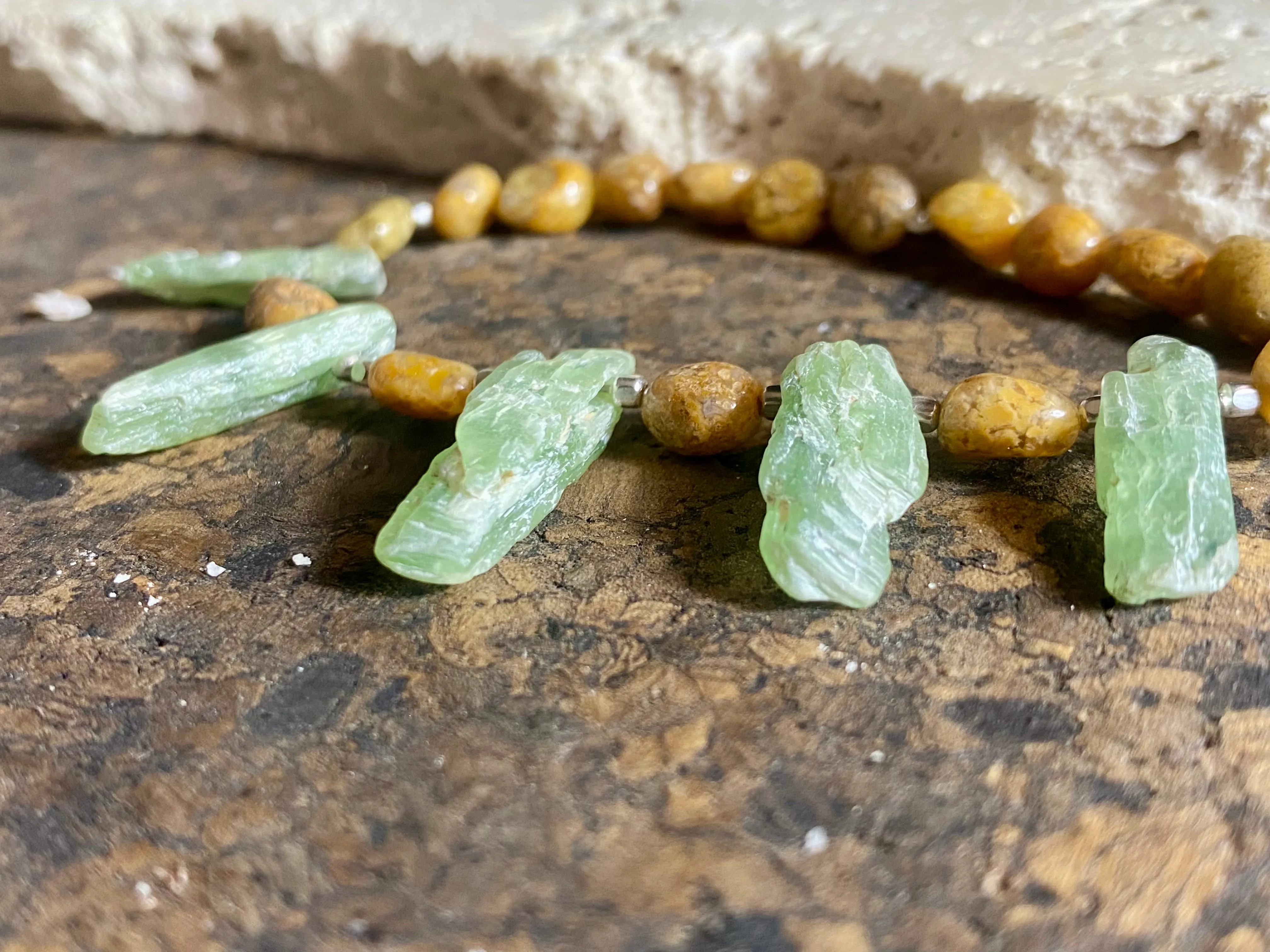 Green Kyanite And Ocean Jasper Necklace