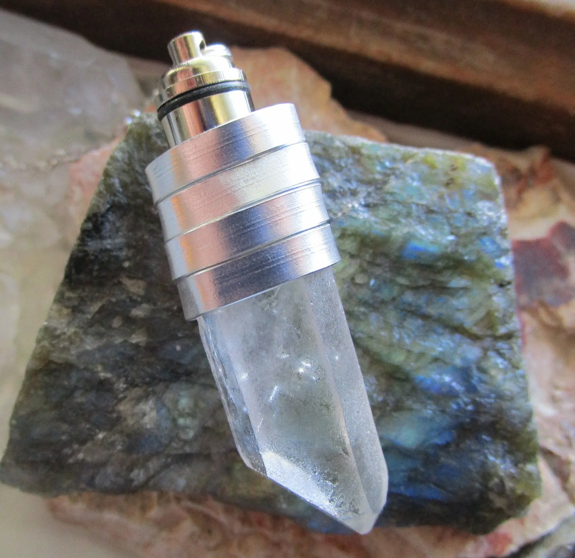 Green Light Up Natural Quartz Crystal Pendant Necklace