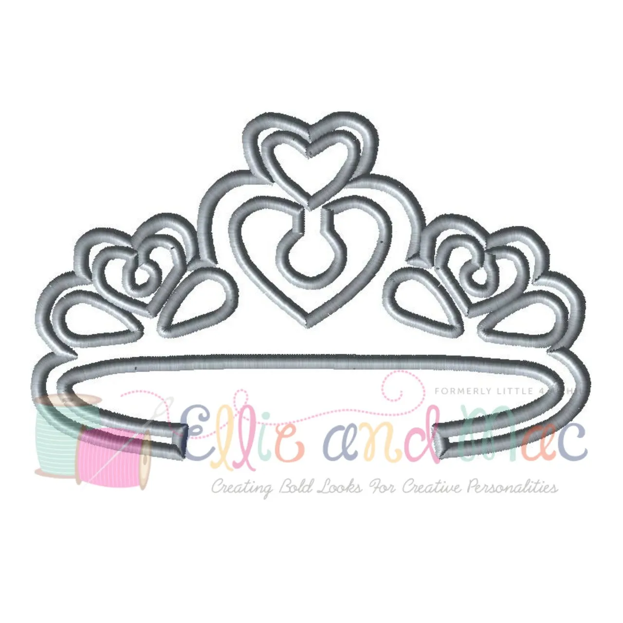 Heart Tiara Applique Design