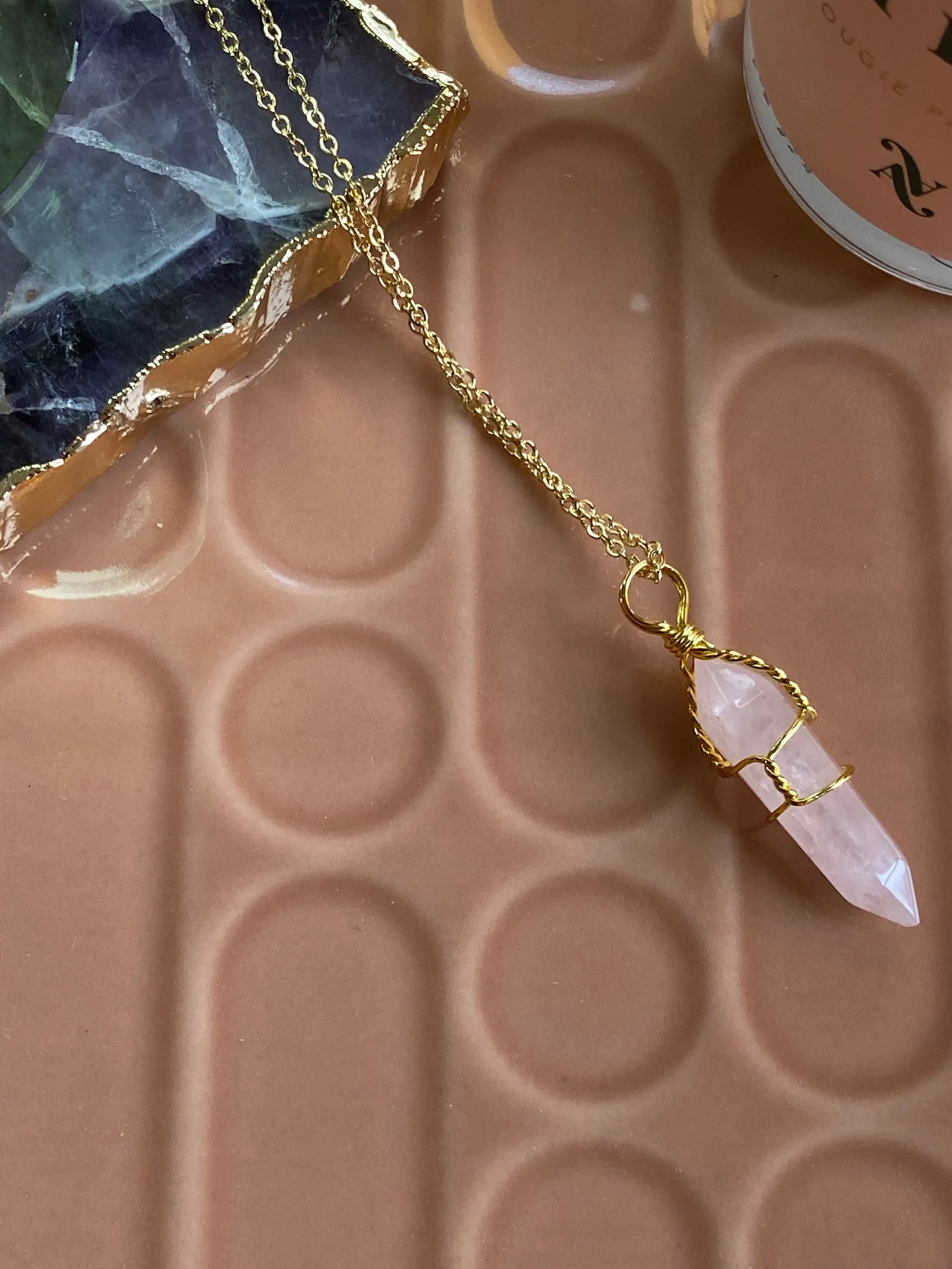 Helene Pendant | Rose Quartz