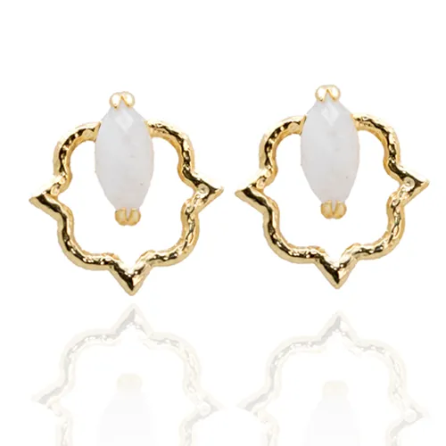 India Affair Moonstone Stud Earrings Gold