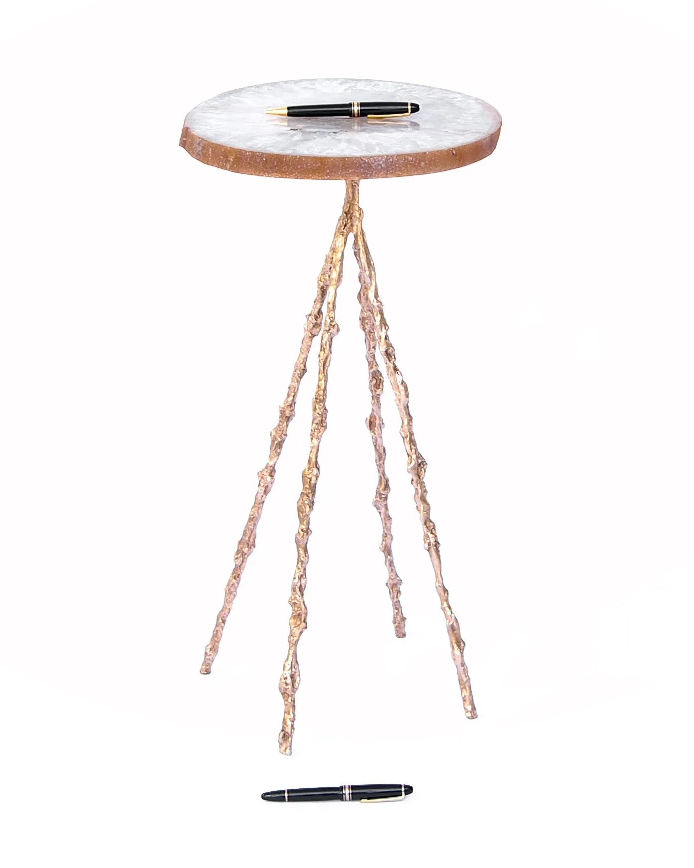 JOHN LEE DRINK TABLE<br><br>AGATE (33 cm / 13")<br>POLISHED BRONZE