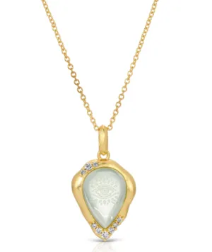 Joy Dravecky Solis Seeing Eye Teardrop Necklace - Green Quartz