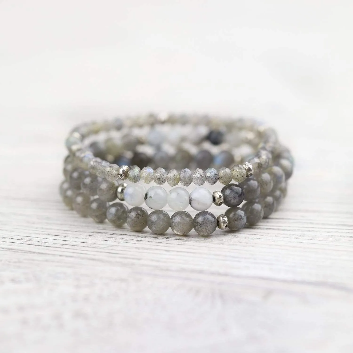 Labradorite & Moonstone Bracelet Set