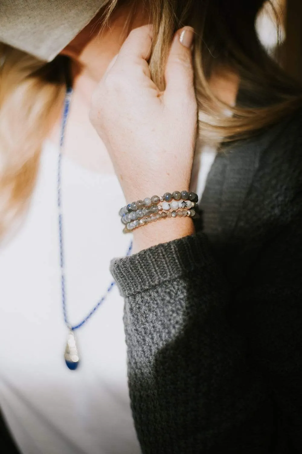 Labradorite & Moonstone Bracelet Set