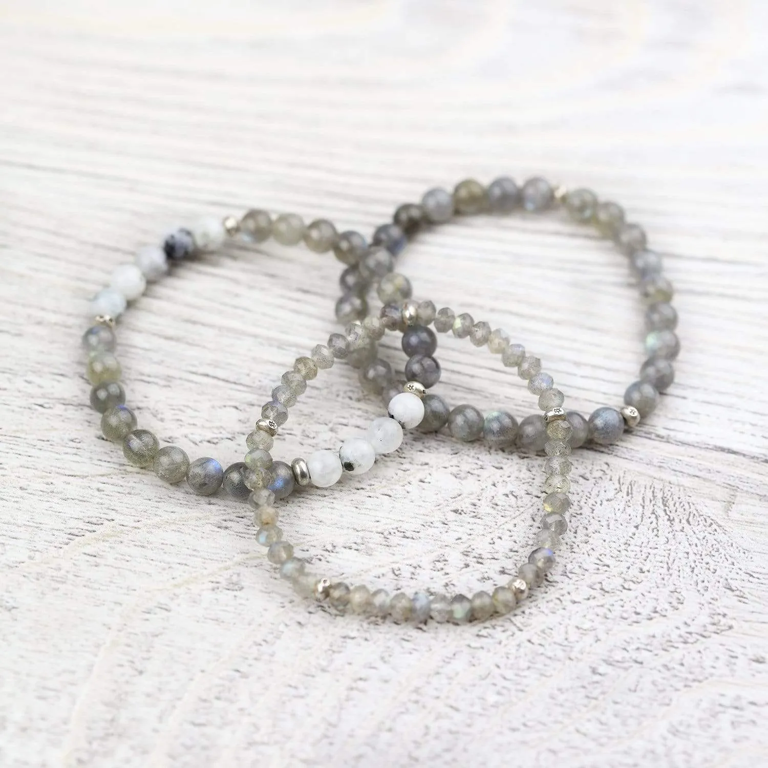 Labradorite & Moonstone Bracelet Set