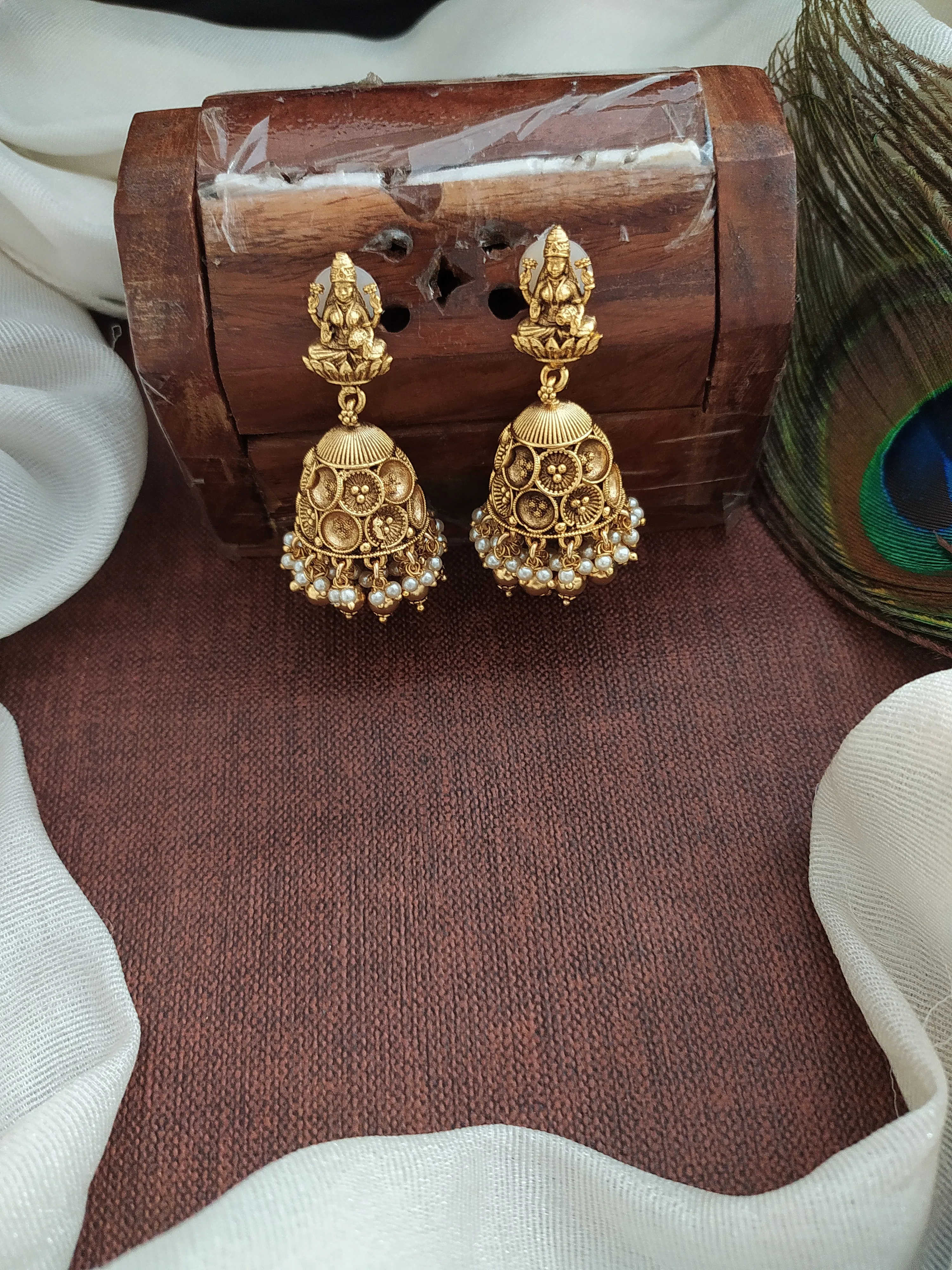 Lakshmi Elegance Antique Jhumki with Unique Drops