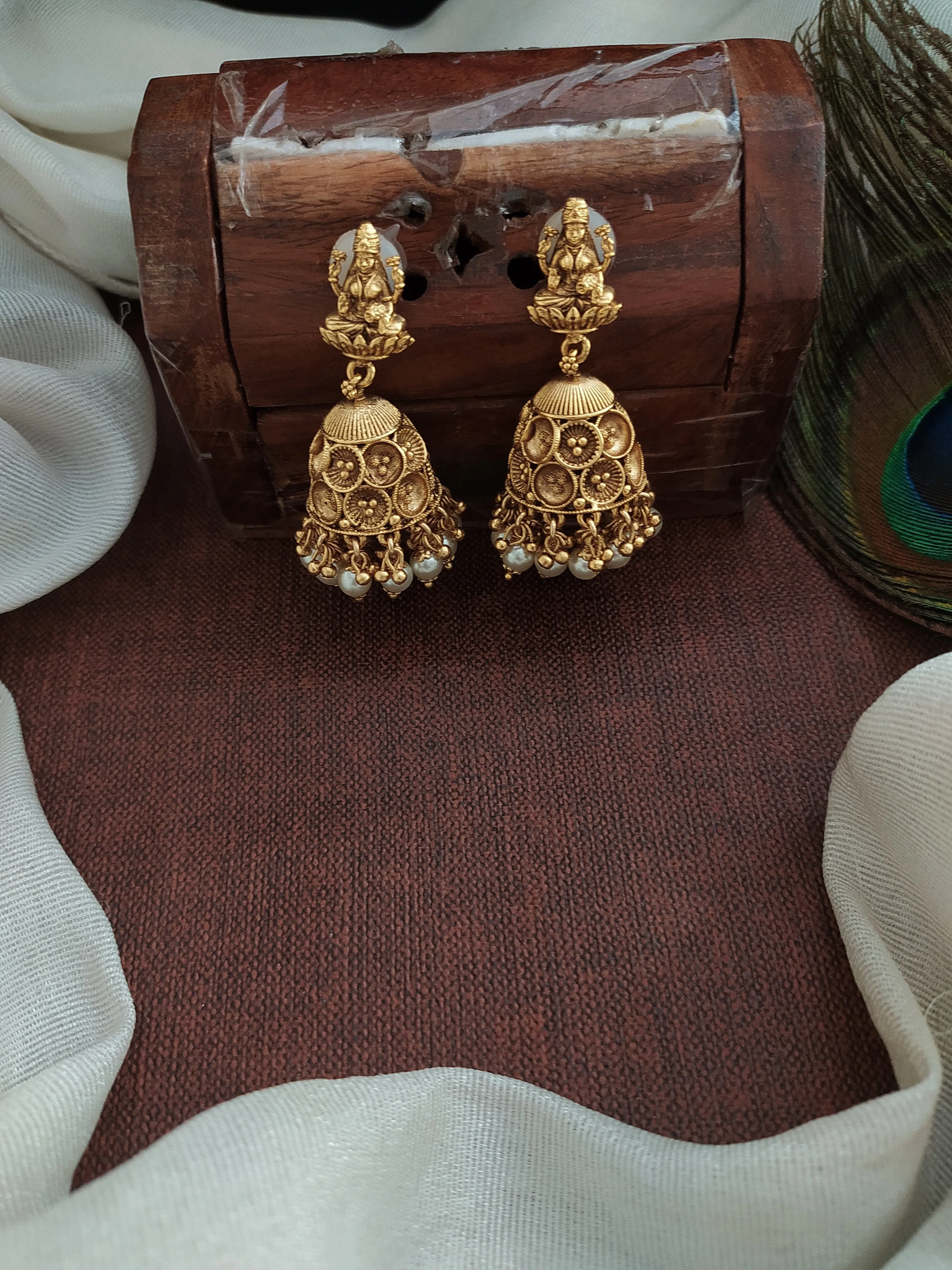 Lakshmi Elegance Antique Jhumki with Unique Drops