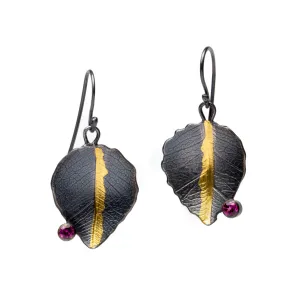 Leaf Shape Dangles with Rhodolite Garnet